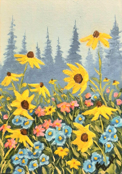 Spring Flower Meadow 7x5 $190 at Hunter Wolff Gallery